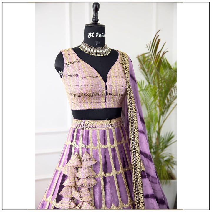 Purple color Sequence & Thread Embroidery work Designer Lehenga Choli for Wedding Function BL1399 2