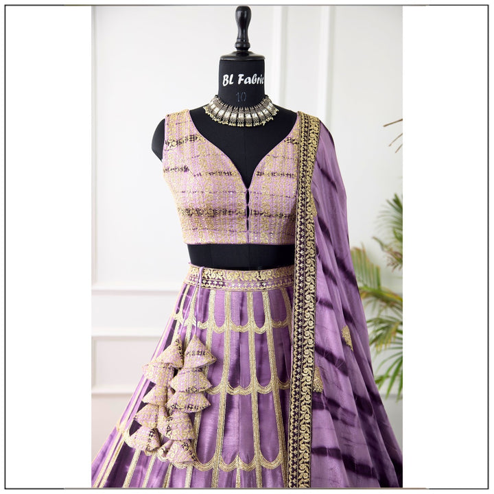 Purple color Sequence & Thread Embroidery work Designer Lehenga Choli for Wedding Function BL1399 3