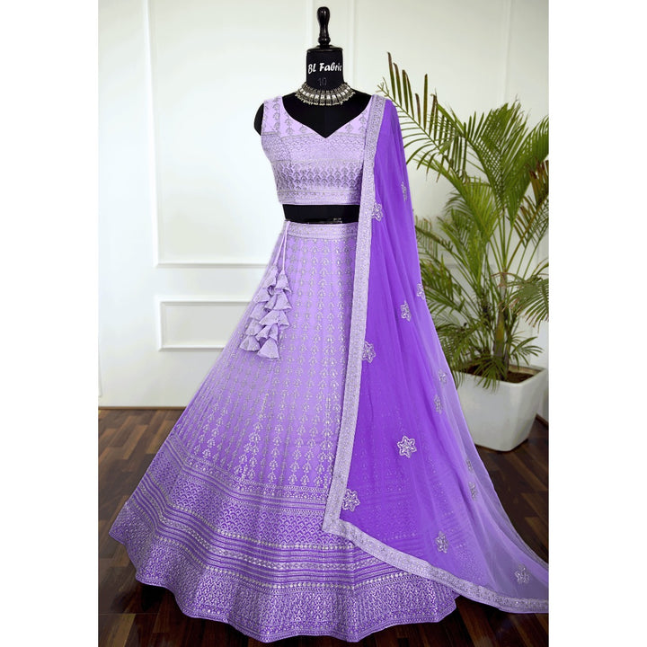 Shadding Purple color Sequence & Thread Embroidery work Designer Lehenga Choli for Any Function BL1400 1