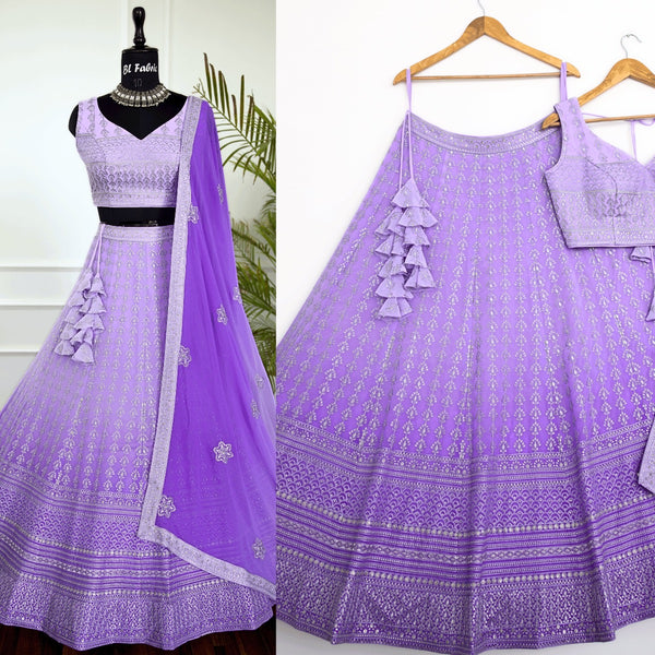 Shadding Purple color Sequence & Thread Embroidery work Designer Lehenga Choli for Any Function BL1400