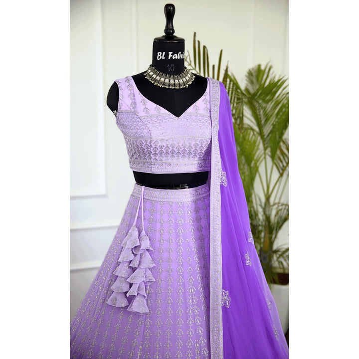 Shadding Purple color Sequence & Thread Embroidery work Designer Lehenga Choli for Any Function BL1400 2