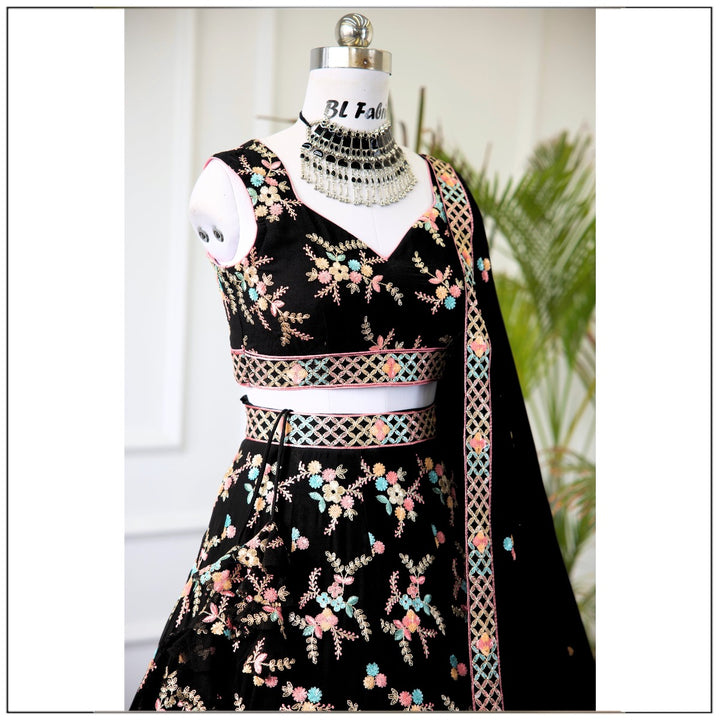 Black color Embroidery & Sequence work Designer Lehenga Choli for Any Function BL1412 2