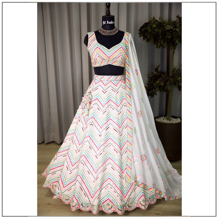 White color Embroidery & Sequence work Designer Lehenga Choli for Any Function BL1415 1