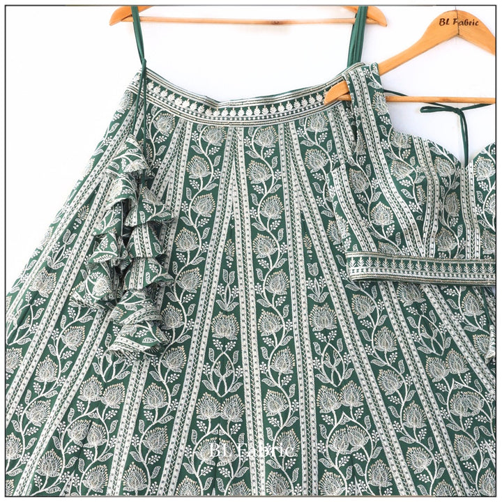 Mid Green color Sequence & Thread Embroidery work Designer Wedding Lehenga Choli BL1331 3