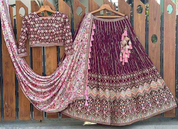 Purple color Embroidery work Designer Lehenga choli for Wedding Function BL1208