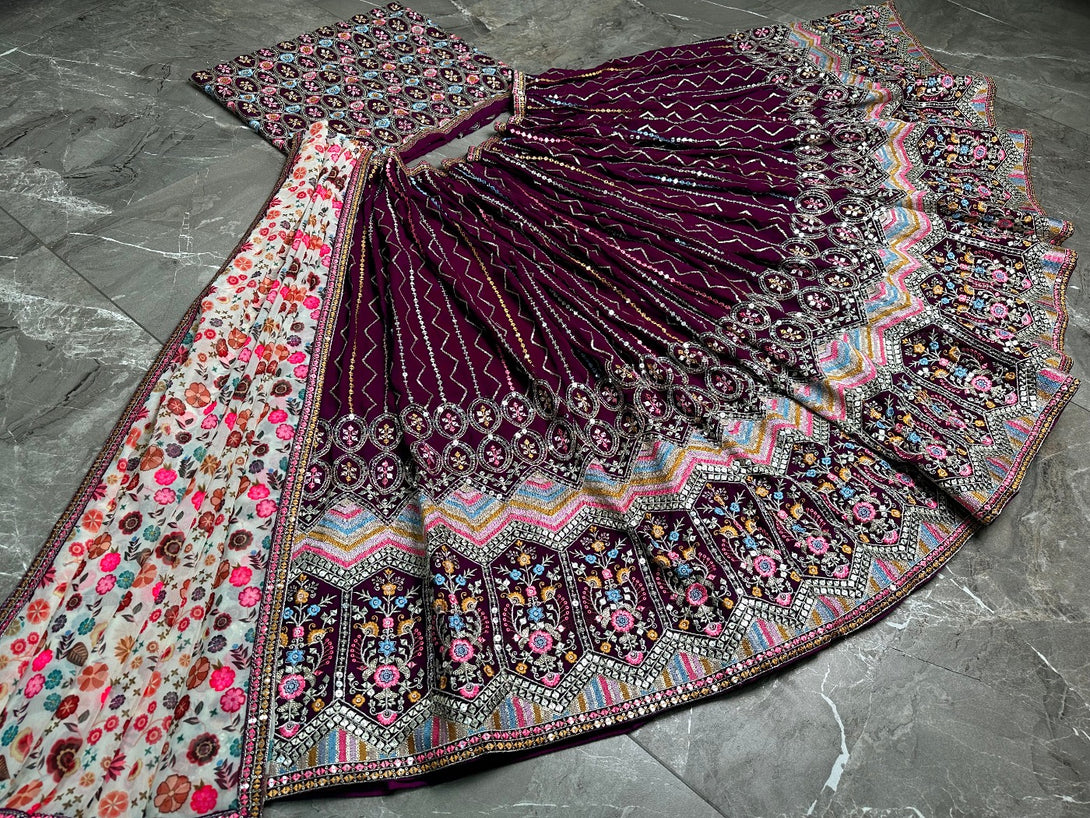 Purple color Lehenga choli