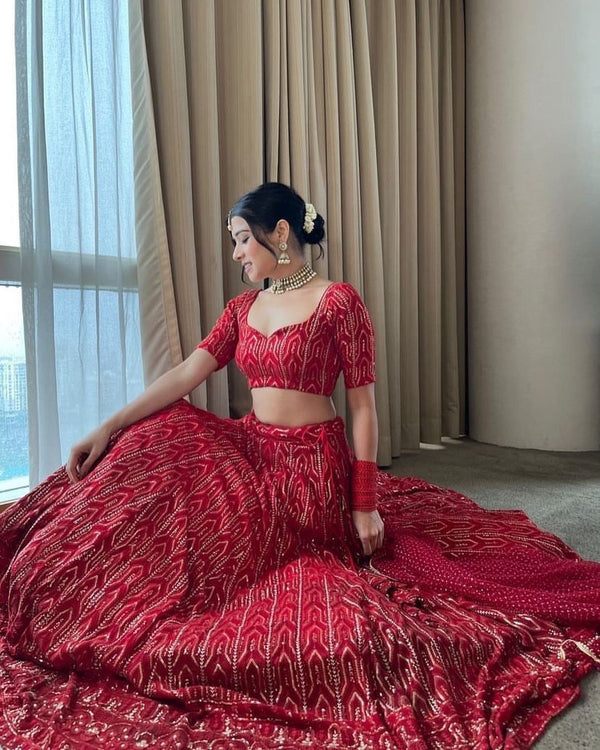 Red color Sequence & Embroidery work Designer Lehenga Choli BL1202