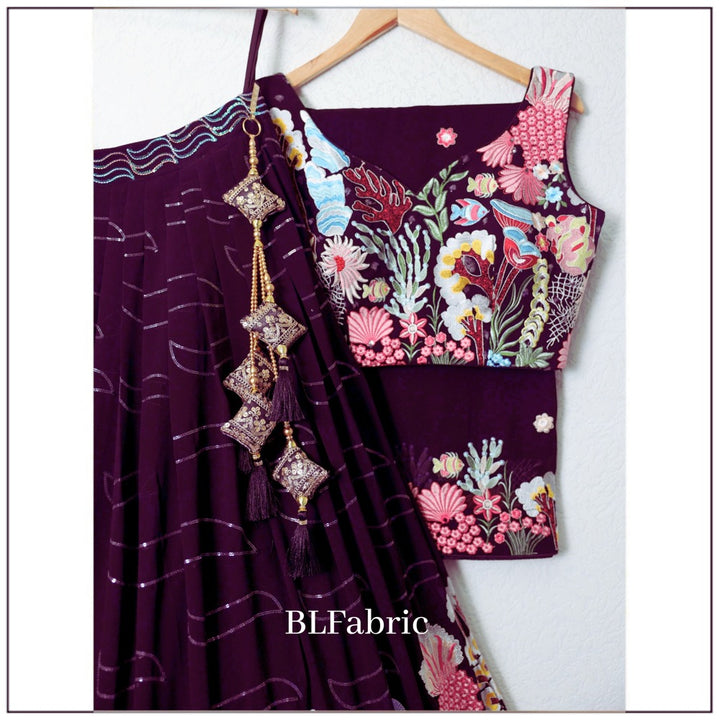 Purple color Embroidery & Sequence work Designer Lehenga Choli BL1212 1