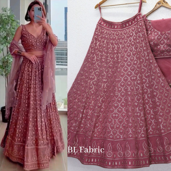Rosy Brown Embroidery work Designer Lehenga Choli for Wedding Function BL1220