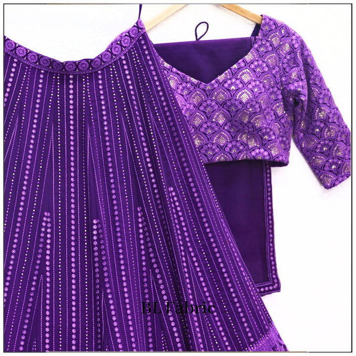 Purple color Embroidery & Sequence work Designer Lehenga Choli for Wedding Function 2