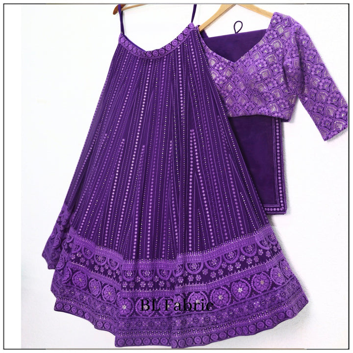 Purple color Embroidery & Sequence work Designer Lehenga Choli for Wedding Function 1