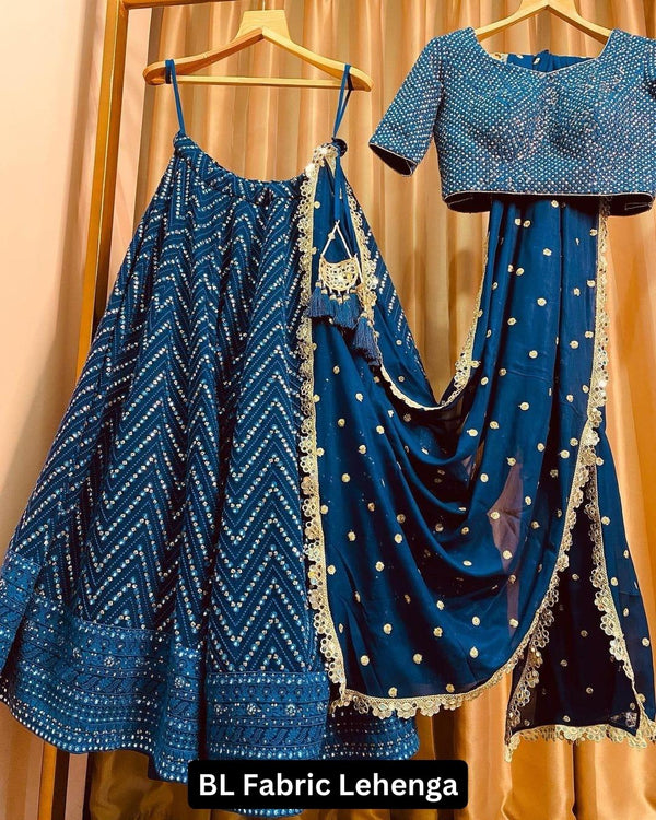Blue color Mirror & Embroidery Designer Lehenga Choli for Wedding Function BL1205
