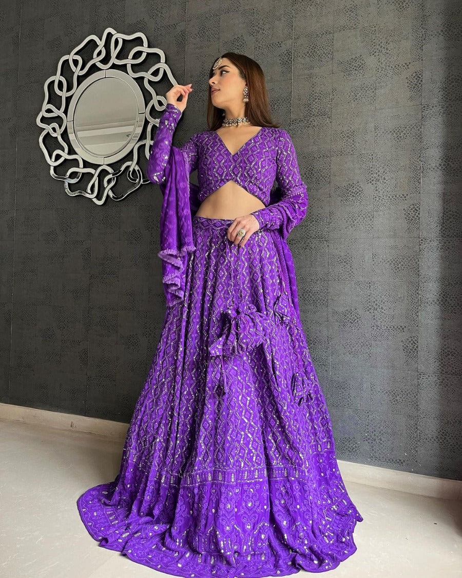 Smashing Purple Color Wedding Wear Taffeta Silk Digital Printed Lehenga  Choli – Kirdaram
