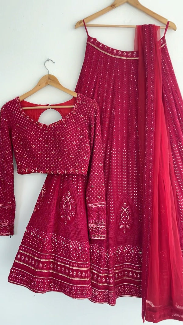 Pink color Mirror & Thread work Designer Lehenga choli for Wedding Function BL1193