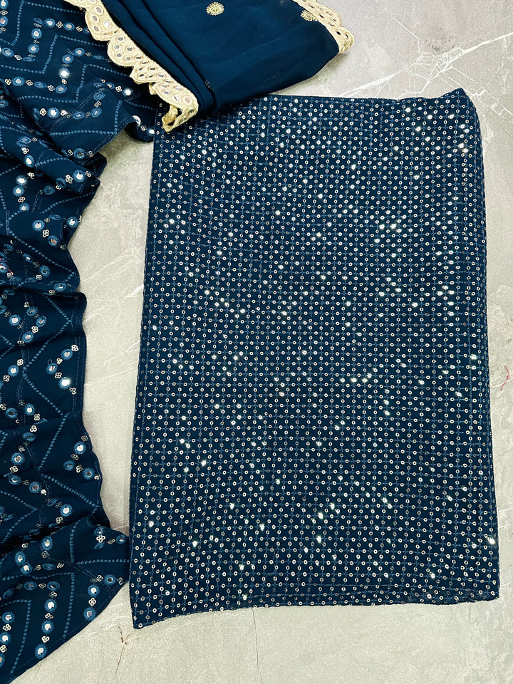 Blue Lehenga Fabric