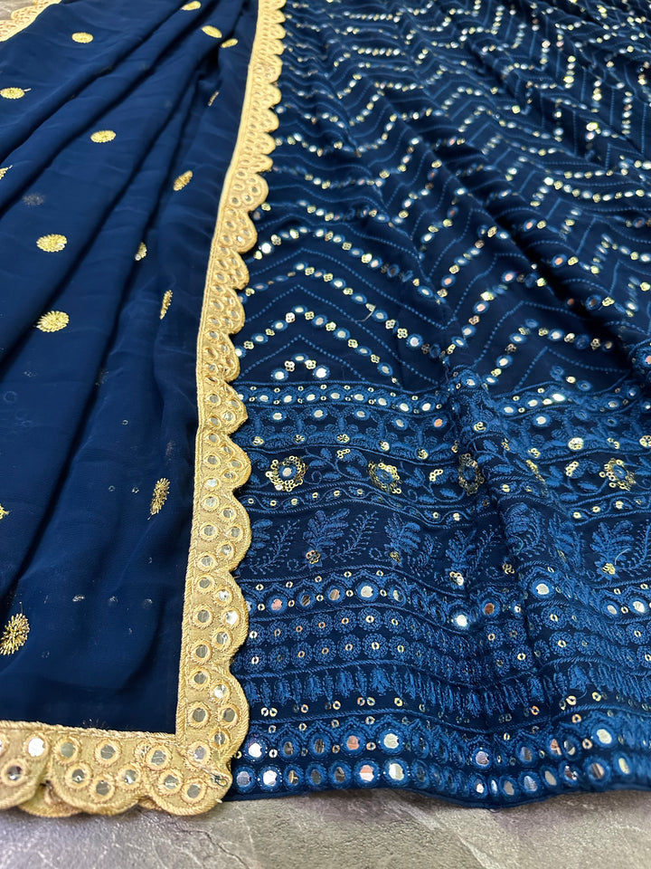 Blue Lehenga Fabric