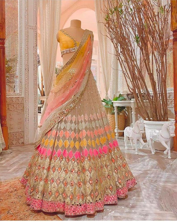 Designer Butterfly Net Yellow Saree for Haldi Function, Wedding