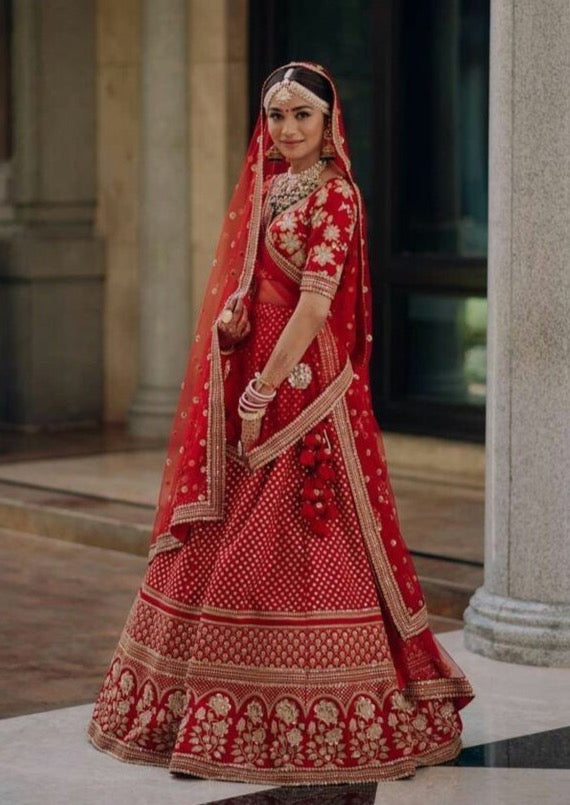 Deep Red Bridal Lehenga Choli Set