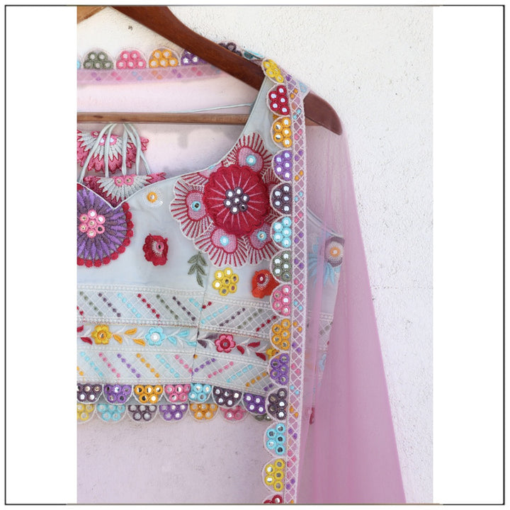 Beautiful Multi Thready Embroidery & Mirror work Designer Lehenga Choli BL1225 5