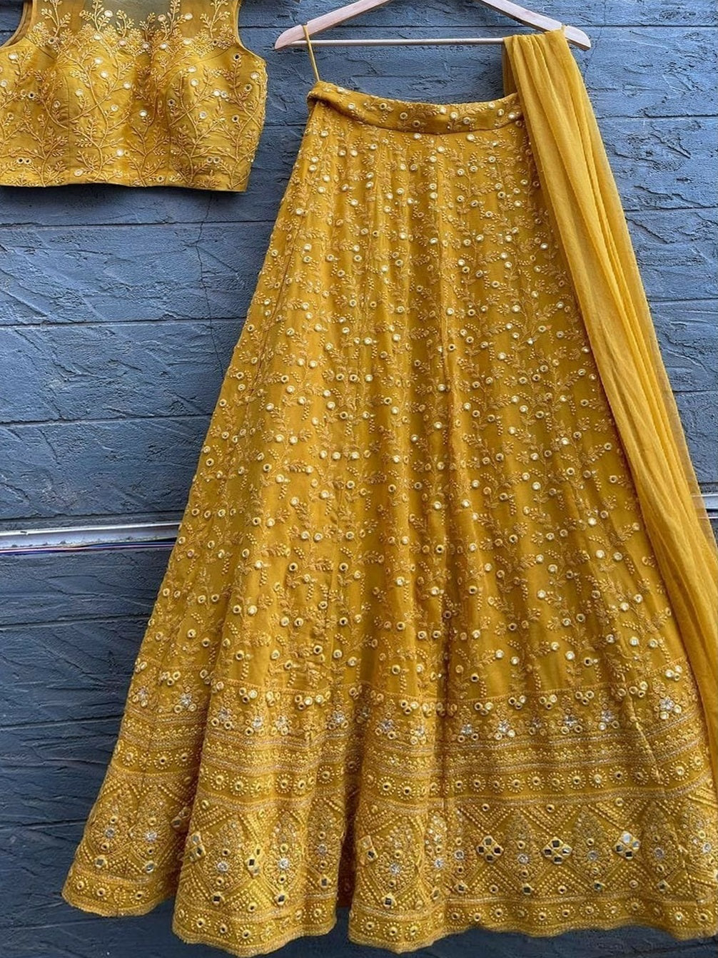 Royal Yellow Color Mirror Work Haldi & Wedding Function Lehenga Choli -  Suratikart